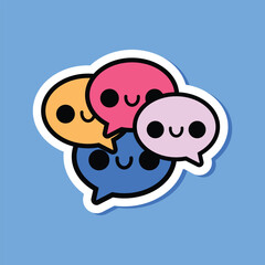 Obraz premium Colorful Discussion Meeting Sticker for Business and Office Communication