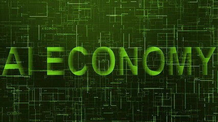 AI Economy text technology data line green color