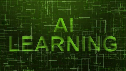 AI learning text data line technology green color