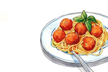spaghetti and meatballs on a plate