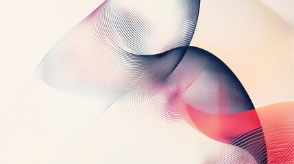 Abstract swirling lines in shades of pink red and blue