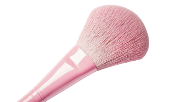 A Soft Pink Makeup Brush with Fine Bristles Perfect for Blending and Application in Beauty Tutorials and Fashion Ads.