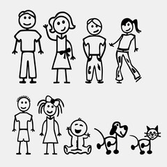  Pack family icons happy family parents