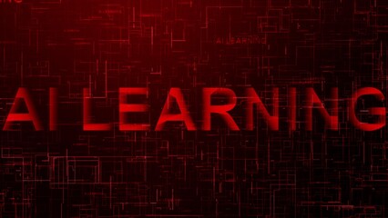 AI Learning text technology data line red color