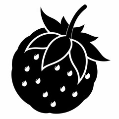 Thimbleberry Fruit in Black Silhouette Vector Illustration