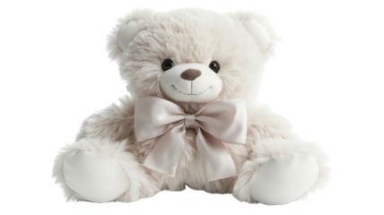 A Soft Teddy Bear with a Bow on a White Background Perfect for Celebrating Love and Affection.