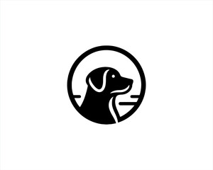 Dog logo design vector illustration. Black and white dog logo template