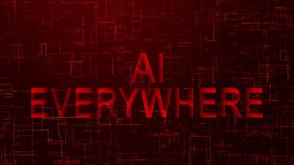 AI everywhere text technology data line red color