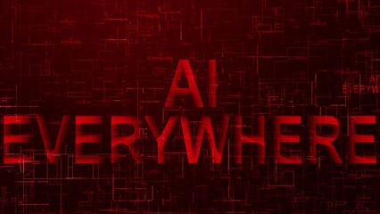 AI everywhere text technology data line red