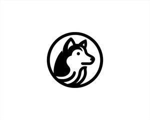 Dog logo design vector illustration. Black and white dog logo template