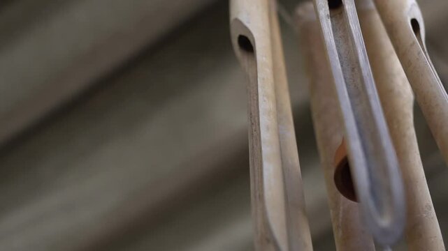 Hanging Bamboo wind chime in house. music form wind bell. asian culture.