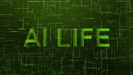 AI life text data line technology green