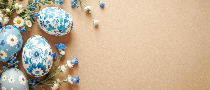 Beautiful easter card banner with copy space