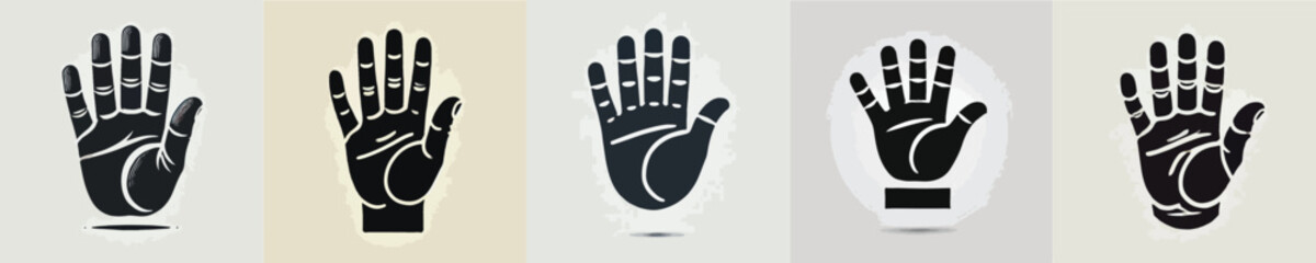 vector set of five fingers silhouettes