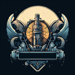 An intricate digital illustration of a steampunk gun with ornate details and wings. The gun is isolated on a solid black background, making it easy to use for a variety of projects.