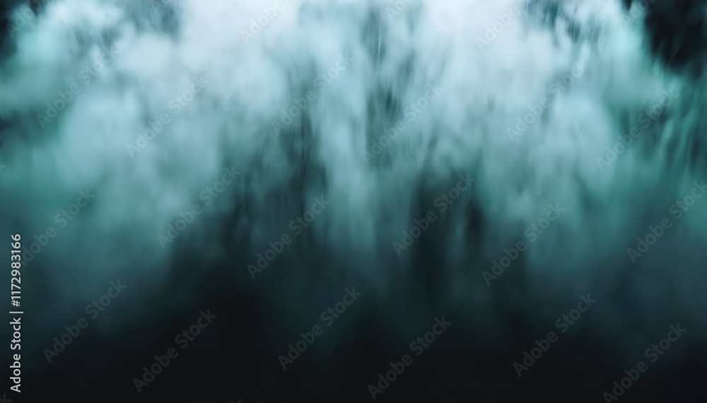 Poster ethereal turbulence of aqua mist. abstract blur of dark green water vapor in motion for atmospheric 