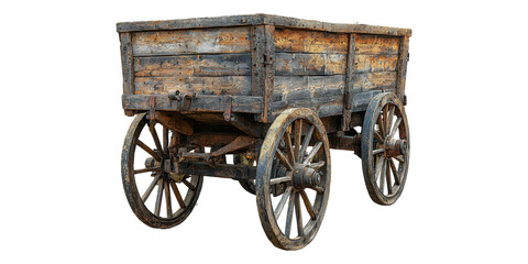 Rustic wooden wagon isolated on transparent background
