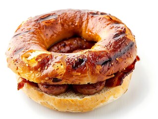 toasted bagel sandwich with sausage