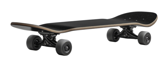 Black skateboard isolated on transparent and white background