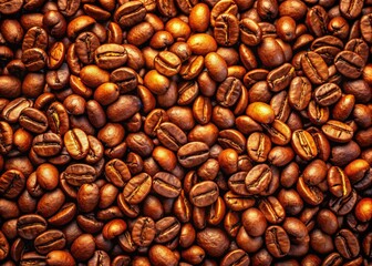 Obraz premium Aerial Coffee Bean Background, Roasted Coffee Beans Overhead, Coffee Bean Texture, High Angle Coffee Beans, Brown Coffee Beans Aerial View