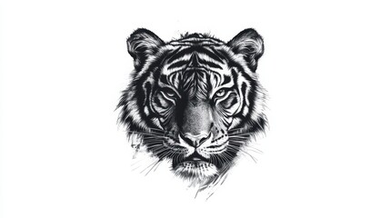 Fototapeta premium A Majestic Black And White Tiger Portrait