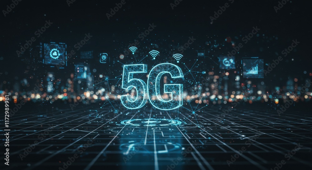 Poster 5g neural flow network analytics innovation abstract futuristic.abstract big data science and networ