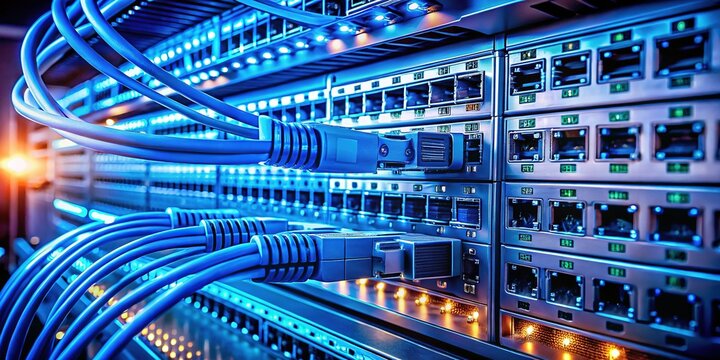 Night Glow: Network Hardware in a Modern Server Room - WAN, LAN, COM Connections