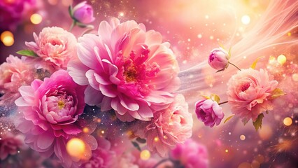 Pink Explosion Double Exposure Abstract Art Stock Photo