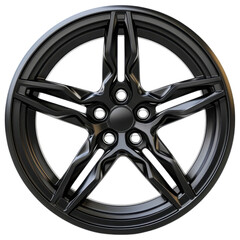 Obraz premium Sleek matte black car wheel with sporty rim and bold design features