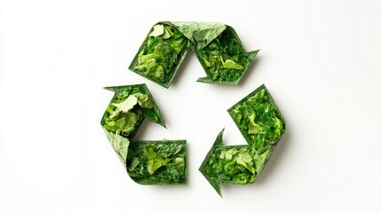 green recycling symbol isolated on white background