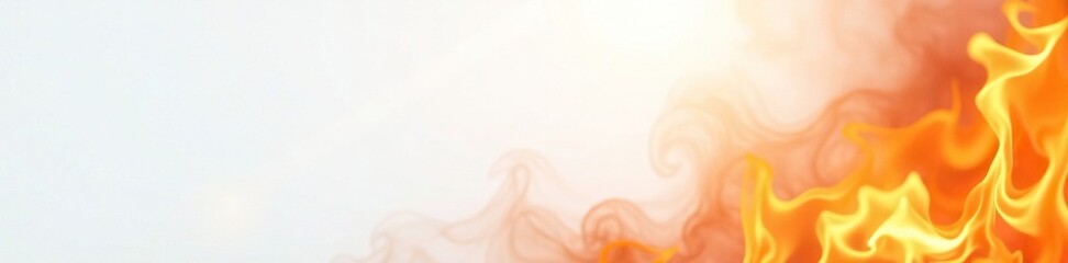 Perfectly lit white background with fire burning, clear vision, warm ambiance