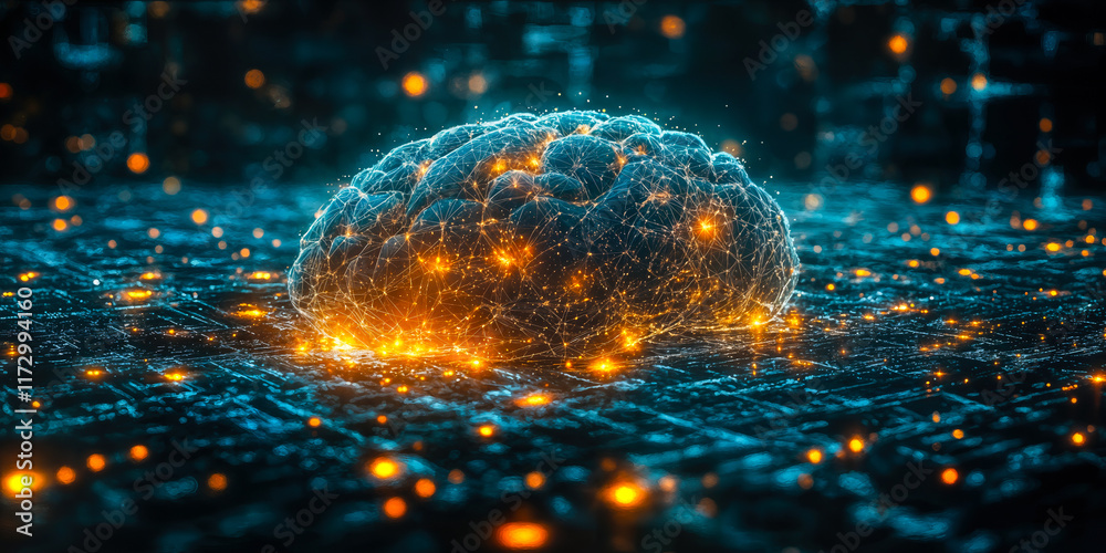 Poster conceptual ai model aggregation visualization with digital network interface