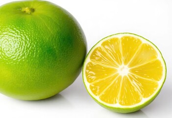 Ripe slice of lime citrus fruit isolated