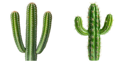 Tall green cactus with two side arms, showcasing vibrant spines and texture
