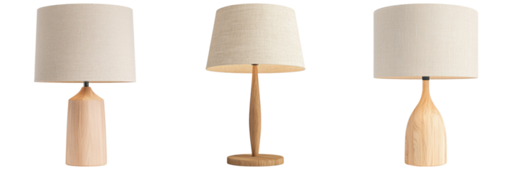 Elegant wooden table lamps with beige fabric shades for modern decor