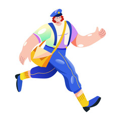 Fototapeta premium Running postman illustration in flat style 