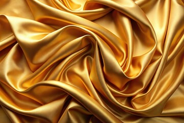 Obraz premium Golden Silk Satin Fabric Banner: Luxury Royal Rich Background for Anniversary Awards