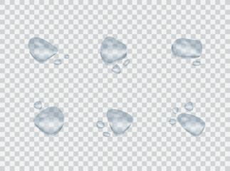 set of clear waterdrop splash isolated on  background