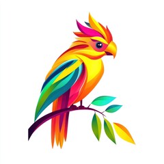 Fototapeta premium Vibrant Colorful Parrot Perched on Branch