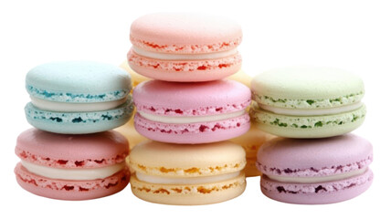 Fototapeta premium Delicious Assortment of Pastel Colored Macarons Stacked in a Pyramid for Elegant Desserts and Celebrations.