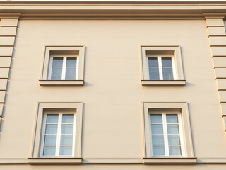 Obraz premium Modern Minimalist Building Exterior with White Facade and Windows