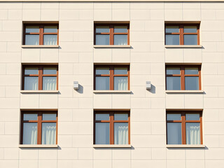 Fototapeta premium Modern Minimalist Building Exterior with White Facade and Windows