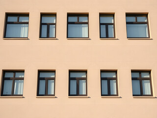 Fototapeta premium Modern Minimalist Building Exterior with White Facade and Windows