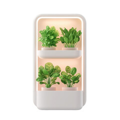 Compact indoor garden displaying a variety of vibrant, healthy plants., isolated on a transparent background.