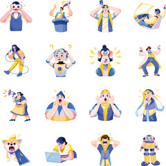 WebBundle of Flat Style Funny Reaction Illustrations 
