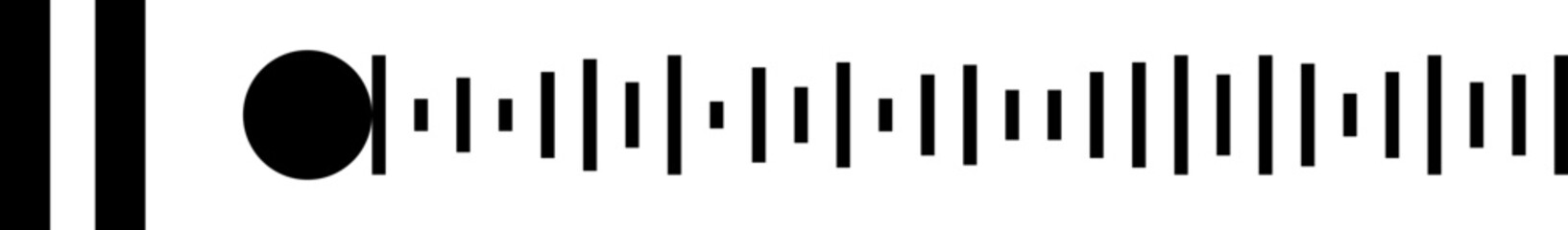 Voice message icon. Audio chat with pause sign and speech sound wave isolated on transparent background. Mobile messenger app, online radio, podcast interface element. Vector graphic sign