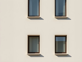 Modern building facade with windows, Exterior view of office windows, Generative AI image
