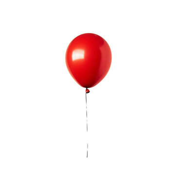 single red balloon with string isolated on a white background