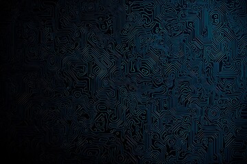 Fototapeta premium Abstract close-up of a glowing blue digital circuit board, showcasing intricate connections and technological design on a black background. 