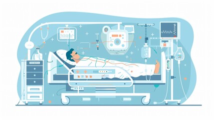 Intensive Care of Seriously Ill Patient - Medical Treatment and Healthcare Concept